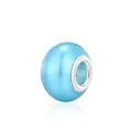 Light blue translucent glass bead with silver metal core for DIY charm bracelets - Light Blue