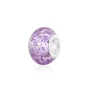 Translucent purple resin beads with glitter sequins and silver metal core for DIY bracelets - Glitter Purple