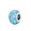 Sky blue turquoise resin bead with silver metal core for DIY charm bracelets - Sky Blue Cracked(6)