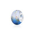 Polished blue gradient resin bead with gold crackle pattern and metal inner tube core - Blue Gradient Style (3) / 10 Pieces Pack