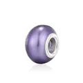 Spherical purple bead charm for DIY bracelets featuring a polished silver metal core - Purple (Style 13)