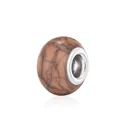 Brown marble pattern resin charm bead with silver metal core for DIY bracelets - Brown Marble(7)
