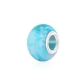 Abalorio de resina jaspeada azul cielo con núcleo de plata para pulseras DIY - Mármol azul cielo