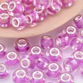 Cuentas acrílicas rosas translúcidas de agujero grande con núcleo de plata para DIY - Rosa(3)