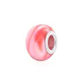 Cuenta de resina jaspeada rosa con agujero grande y núcleo de metal pulido para pulseras - Rosa Suave Marmoleado