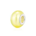 Polished lemon yellow glass bead with silver metal core for DIY charm bracelets - Lemon Yellow