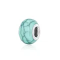 Sky blue turquoise resin charm bead with silver core and black crackle patterns - Turquoise Blue Cracked(8)