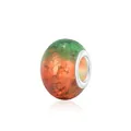 Green and orange gradient resin charm bead with ice crackle pattern and silver metal core - 10 Pieces/Pack (9x14mm) / Green Orange Gradient (3)