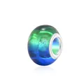Close-up of a gradient resin large hole bead with a polished silver metal core for DIY charms - Green and Blue Gradient Style (13) / 10 Pieces Pack