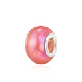 Pink and orange gradient resin charm bead with silver core for DIY bracelets - Round Bead Style (5) / Pink-Orange Gradient