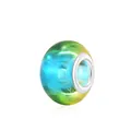 Rainbow gradient glass charm bead with silver metal core for DIY bracelet making - Blue Green Yellow Three Color Gradient Style (3) / 10 Pieces Pack