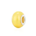 Vibrant lemon yellow resin bead with silver metal core for DIY charm bracelets - Round Bead Style (6) / Lemon Yellow