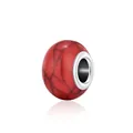 Red marble pattern resin bead with silver metal core for DIY bracelet making - Bright Red Cracked(11)