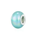Teal gradient iridescent resin bead with silver large hole for DIY bracelets - Round Bead Style (7) / Blue-Green Iridescent