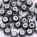 Perles en cristal bleu foncé à facettes avec grand trou en métal pour bijoux DIY - Bleu Foncé (7)