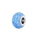 Sky blue turquoise resin charm bead with black crackle texture and metal core for DIY bracelets - Sky Blue Marble(12)