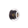 Translucent dark amber glass European charm bead with a silver metal large hole core - Smoky Gray (9)