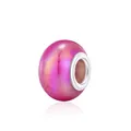 Pink gradient resin charm bead with silver core and nebula texture for DIY bracelets - Round Bead Style (8) / Deep Pink Gradient