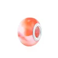 Cuenta de resina jaspeada rosa y blanca con núcleo de metal para pulseras - Mármol Rosa Naranja