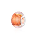 DIY charm bead in transparent resin with vivid orange core and silver metal center tube - Orange (10)