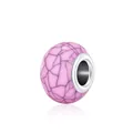 Pink crackle-textured resin charm bead with silver core for DIY jewelry making - Pink Cracked(13)