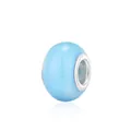 Sky blue resin large hole charm bead with silver metal core for DIY charm bracelets - Round Bead Style (9) / Sky Blue