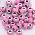 14mm rosa facettierte Acrylperle mit schwarzen Rissen und silbernem Metallkern-Detail - Rosa