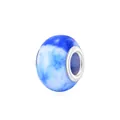 Abalorio de resina jaspeada azul con núcleo de metal para pulseras de bricolaje - Mármol Azul Oscuro