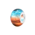 Blue and orange gradient resin charm bead with silver metal core for DIY bracelets - Lake Blue and Orange Gradient Style (5) / 10 Pieces Pack