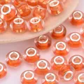 Cuenta de acrílico naranja transparente con gran agujero y núcleo metálico para joyas - Naranja Transparente (5)