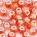 Macro shot of orange gradient resin large hole bead with silver metal core insert - Orange Gradient Style (7)
