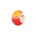 Orange and red gradient crystal resin charm bead with silver core for DIY bracelets - 10 Pieces/Pack (9x14mm) / Yellow Orange Red Gradient (5)