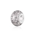 Light gray translucent resin charm bead with silver glitter and metal core insert - Light Gray Sequins