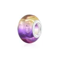 Purple and yellow gradient resin bead with silver metal core for DIY bracelet making - Purple and Yellow Two Color Gradient Style (6) / 10 Pieces Pack
