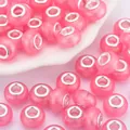 Abalorios acrílicos de color rosa con purpurina y núcleo de metal para pulseras DIY - Rosa fuerte