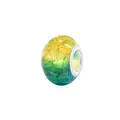 Yellow-green gradient resin charm bead with ice-crack texture and large silver metal core - 10 Pieces/Pack (9x14mm) / Yellow Green Gradient (6)