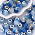 Macro shot of blue gradient acrylic large hole beads with golden streaks and silver core - Blue Gradient (7)