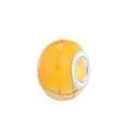 Polished yellow resin charm bead with gold foil cracks and silver metal hole inserts - Golden Yellow Gradient Style (10) / 10 Pieces Pack