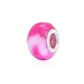 Abalorio de resina jaspeada rosa y blanco con núcleo de plata para pulseras DIY - Rosa Brillante Marmoleado