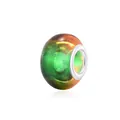 Rainbow gradient resin bead in orange and green tones with silver metal inner core - Orange and Green Gradient Style (8) / 10 Pieces Pack