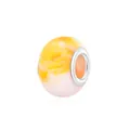 Cuenta facetada de resina en amarillo limón y rosa pálido con núcleo de plata para pulseras - Degradado Amarillo Marmoleado