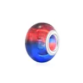DIY mixed resin large hole bead featuring red and blue swirling pattern and silver core - Red and Blue Two Color Glass Swirl Style (9) / 10 Pieces Pack