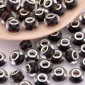 Cuentas de resina ámbar y negra con núcleo de metal plateado para creación de joyas DIY - Núcleo Negro (8)