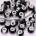 Polished black gradient acrylic beads with silver metal core for DIY jewelry making - Black Gray Gradient (12)