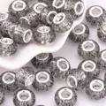 Ink style grey resin beads with black spots and silver metal core for DIY bracelets - Grey Black Spotted (2)