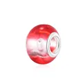 Vibrant red resin large hole charm bead with white swirl textures for DIY jewelry making - Red and White Texture Glass Style (11) / 10 Pieces Pack