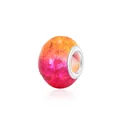 9x14mm orange pink gradient resin bead with ice crackle pattern and silver metal ring - 10 Pieces/Pack (9x14mm) / Orange Pink Gradient (11)