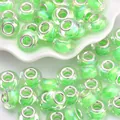 Macro shot of green resin beads with large metal core for DIY bracelet jewelry making - Bright Green (2)