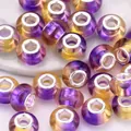 DIY purple and yellow gradient large hole glass beads with silver metal core - Purple Yellow Gradient (13)