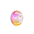Pink and orange gradient resin large hole bead with silver metal core for DIY bracelet making - Pink Orange and Yellow Gradient Style (12) / 10 Pieces Pack
